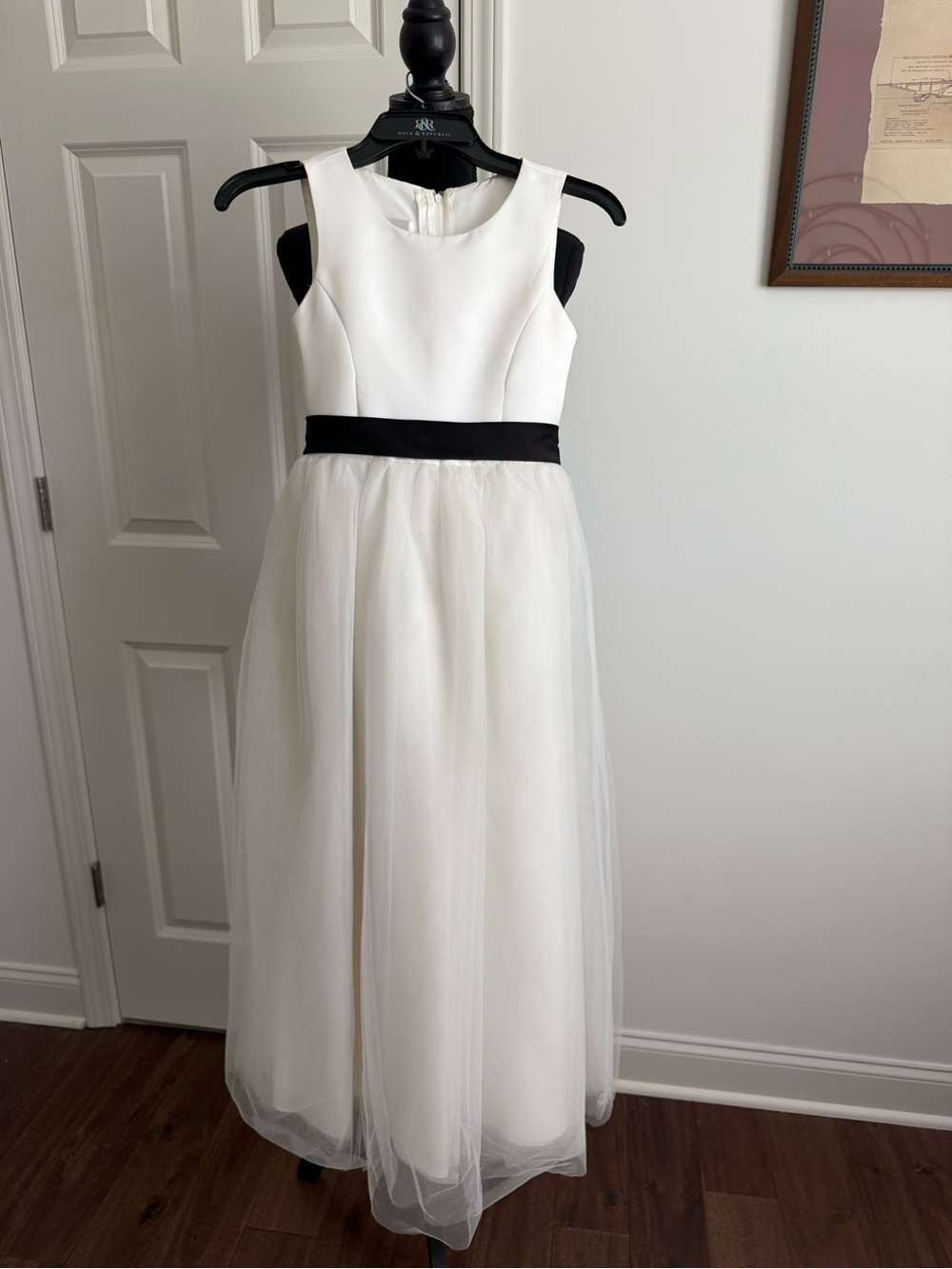 Ivory Satin and Tulle Junior Bridesmaid Dress